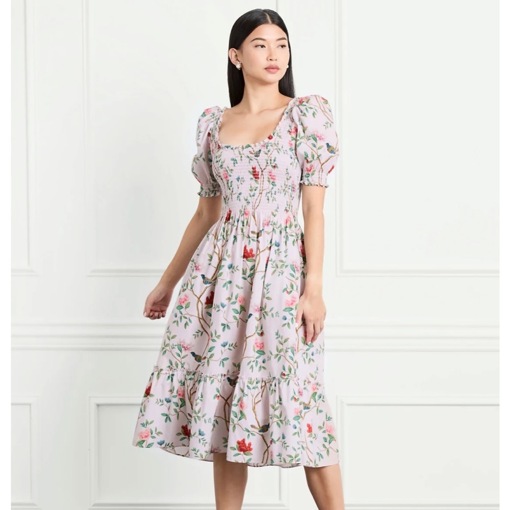 EEUC Worn once! HILL HOUSE LOUISA NAP DRESS XS IN PINK COTTON CHINOISERIE